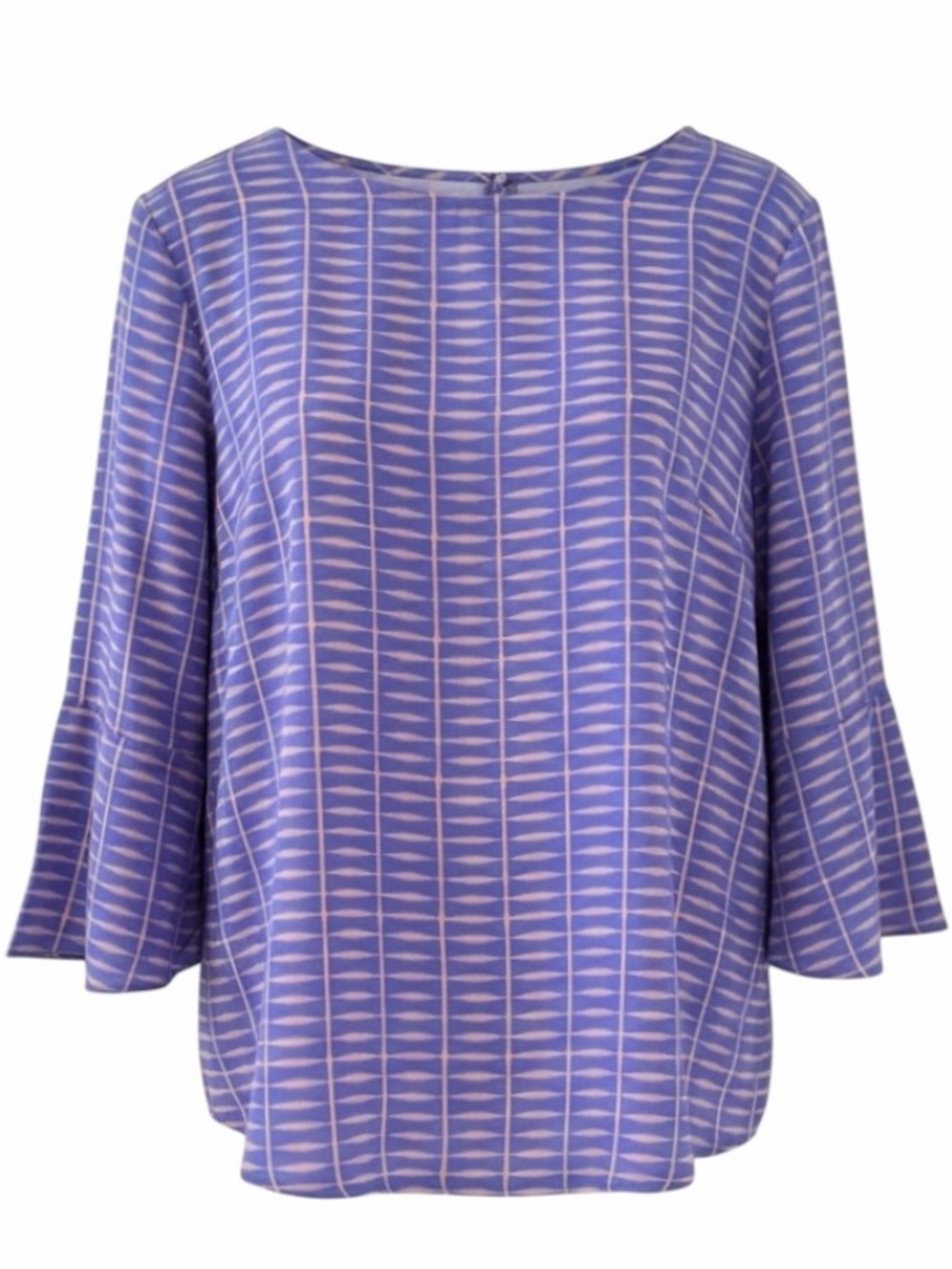Ellie Kai Lavender Purple Print 3/4 Sleeve Silk Blouse Size 2